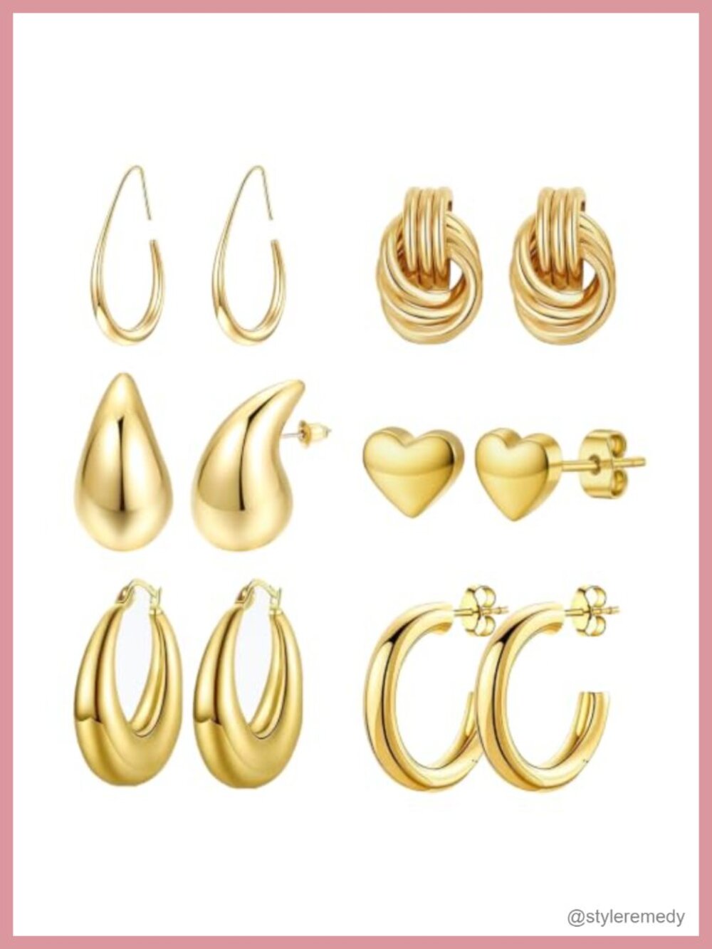 18K Gold Plated Hoop Earrings for Women 316L Stainless Steel Hypoallergenic Set
